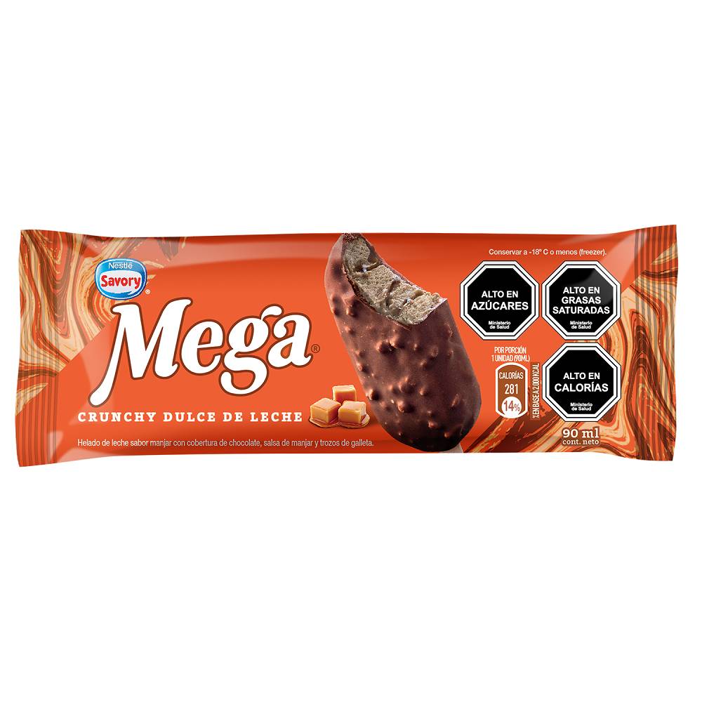 Savory · Helado mega crunchy dulce de leche (90 ml)