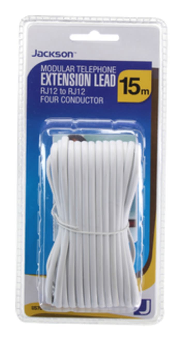 Jackson 15m RJ12 White Telephone Lead