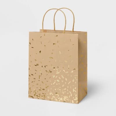 Spritz Gold Foil Specks Gift Bag, Brown