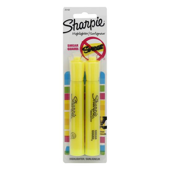 Sharpie Yellow Highlighters Chisel Smear Guard (2 ct)