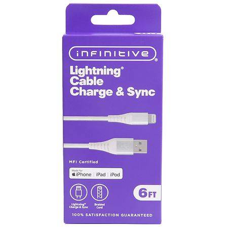Infinitive Lightning Tough Cable & Sync (6 ft/white)