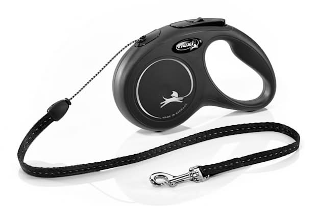 Flexi Classic Cord Retractable Dog Leash, Small, Black, 16'