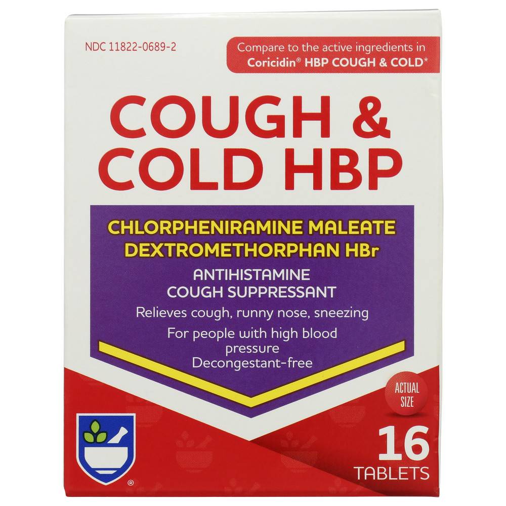 Rite Aid Cough and Cold HBP Tablets - 16 ct