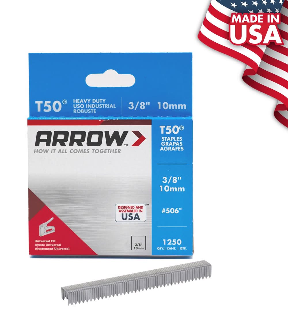 Arrow T50 3/8 In. W X 3/8 In. L Flat Crown Heavy Duty Staples 1250 Pk