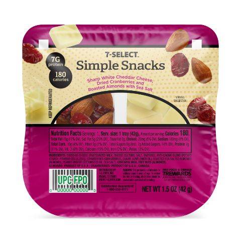 7-Select Simple Snack Sharp Whole Almond Cranberry