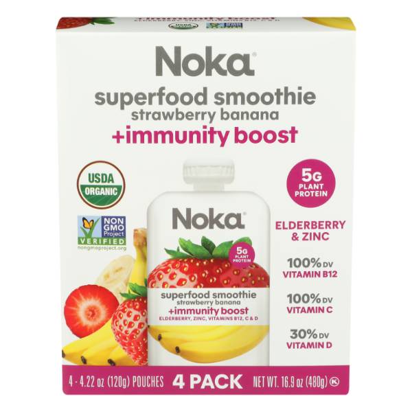 Noka Superfood Fruit Smoothie Pouches (4 pack, 4.22 oz) (strawberry - banana)