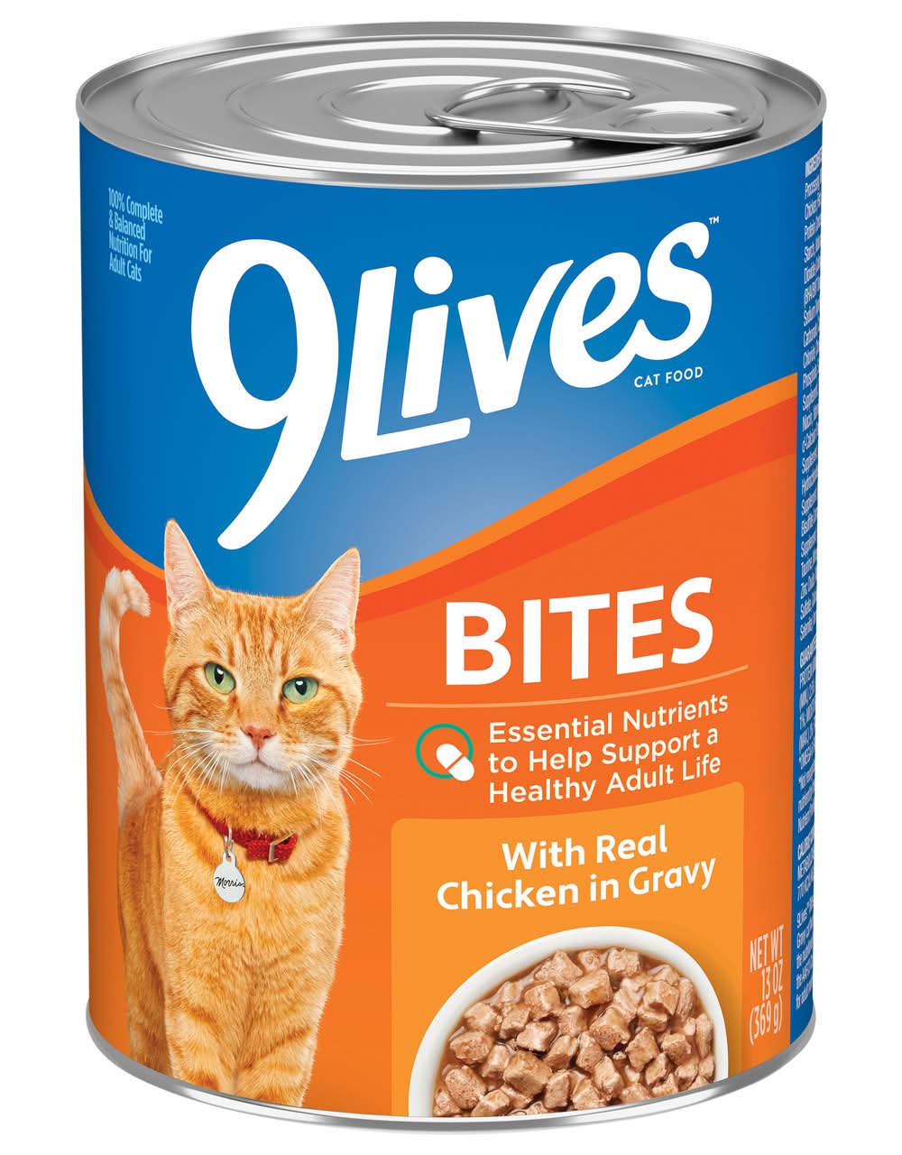 9Lives Bites With Real Chicken in Gravy Cat Food, Adult (13 oz)