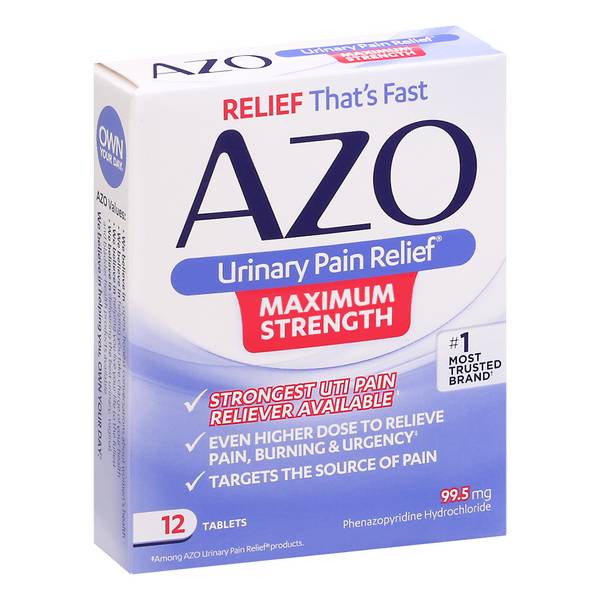 Azo Maximum Strength Urinary Pain Relief Tablets (2.2 oz, 12 ct)