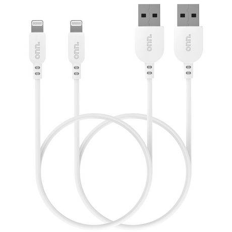 Onn câbles de charge et de synchronisation lightning vers usb-a de 0.9 m pour apple (2 pièces)