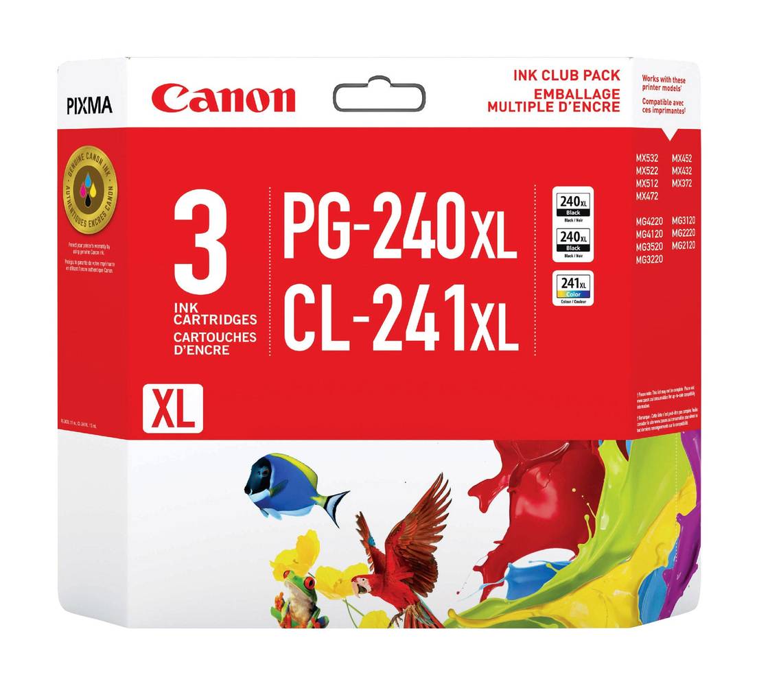 Canon - Ensemble De Noir Pg-240Xl Et Couleur 241Xl / Canon Pg-240Xl Black And 241Xl Colour Combo Pack