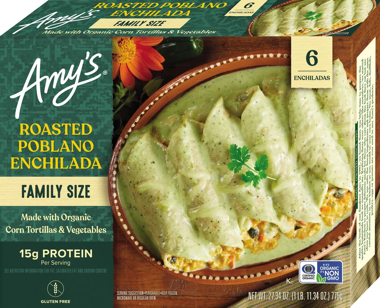 Amy's Organic Roasted Poblano Enchilada Family Size (27.36 oz, 6 ct)