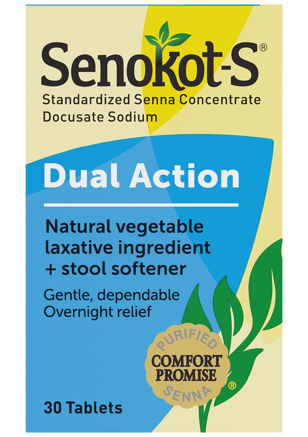 Senokot-S Dual Action Natural Vegetable Laxative + Stool Softener Tablets (1.6 oz)