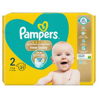 Pampers Premium Protection New Baby Size 2, 31 Nappies, 4kg - 8kg, Carry Pack (Co-op Member Price £5.00 *T&Cs apply)