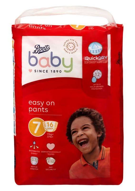 Boots Size 7, Baby Easy on Pants (16 pack)