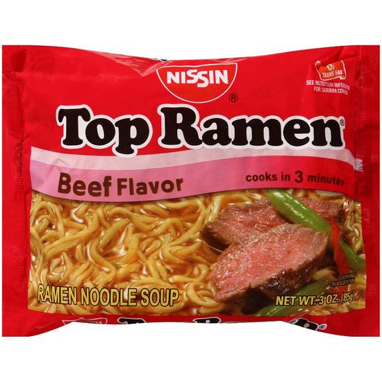 Nissin Top Ramen Beef Flavor Ramen Noodle Soup