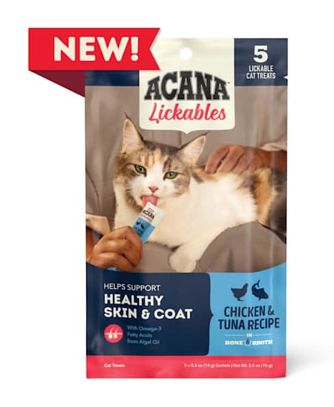 ACANA Lickables Chicken & Tuna Recipe Heakthy Skin & Coat Cat Treats, 2.5 oz., Count of 5