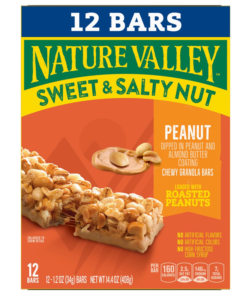 Nature Valley Sweet & Salty Nut Chewy Granola Bars, Peanut (12 x 1.2 oz)