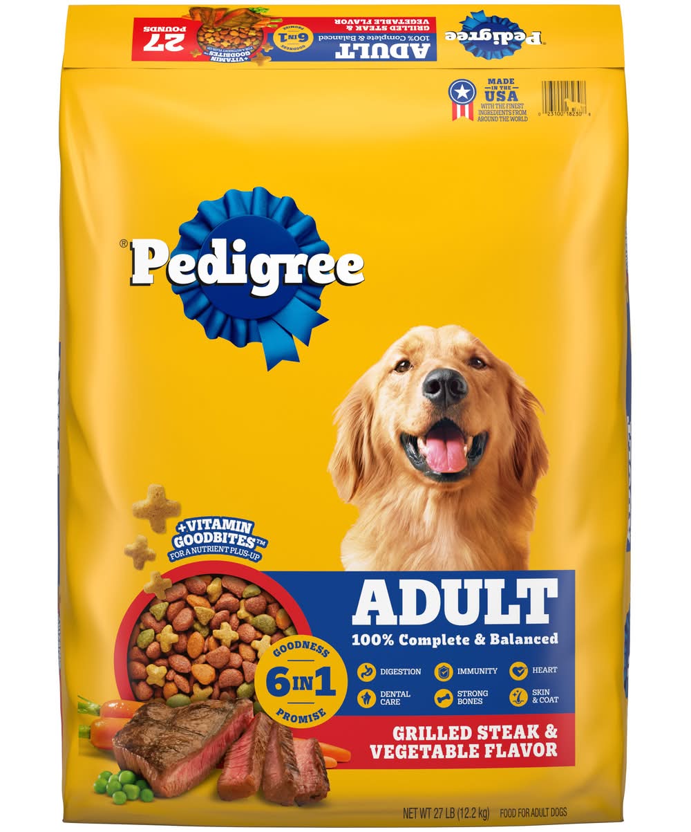 Pedigree Dry Dog Food, Grilled Steak & Vegetable, Adult (27 lbs)