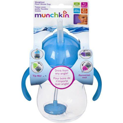 Munchkin tasse avec petite paille flexible lestée click lock (1unité, 207ml) - click lock weighted flexi-straw cup (1 ea, 207 ml)