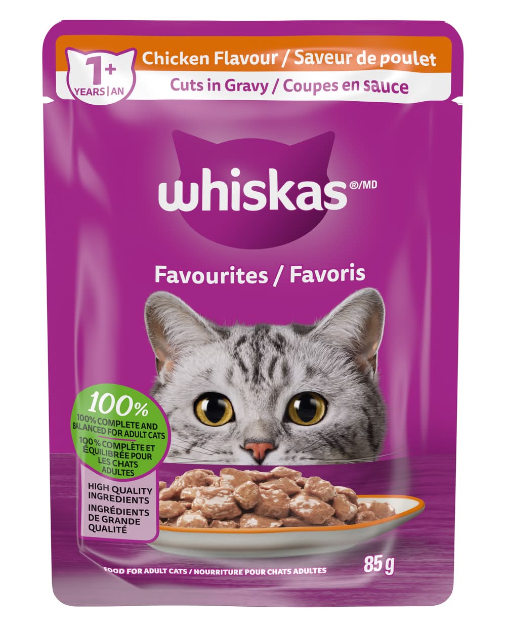 Whiskas Favourites Cuts in Gravy Adult Wet Cat Food Pouch, Chicken (0.09 kg)
