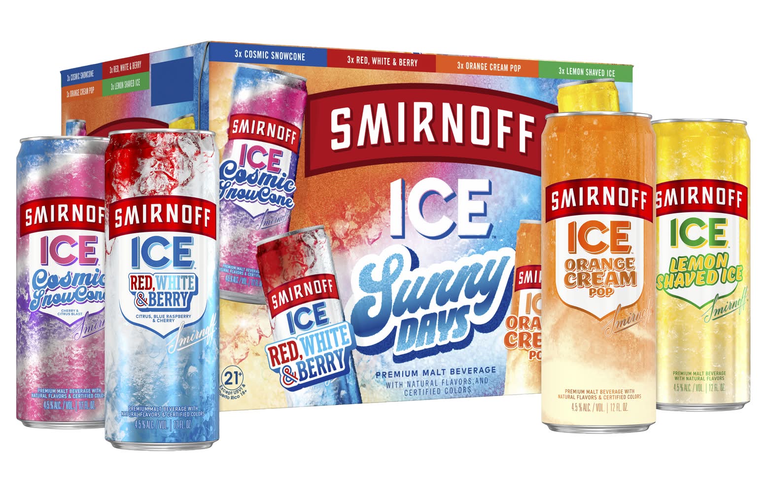 Smirnoff Ice Sunny Days Premium Malt Beverage Variety pack, Assorted (12 x 12 fl oz)