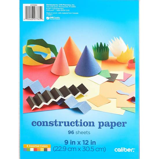 Caliber Construction Paper, Assorted Colors, 96 ct