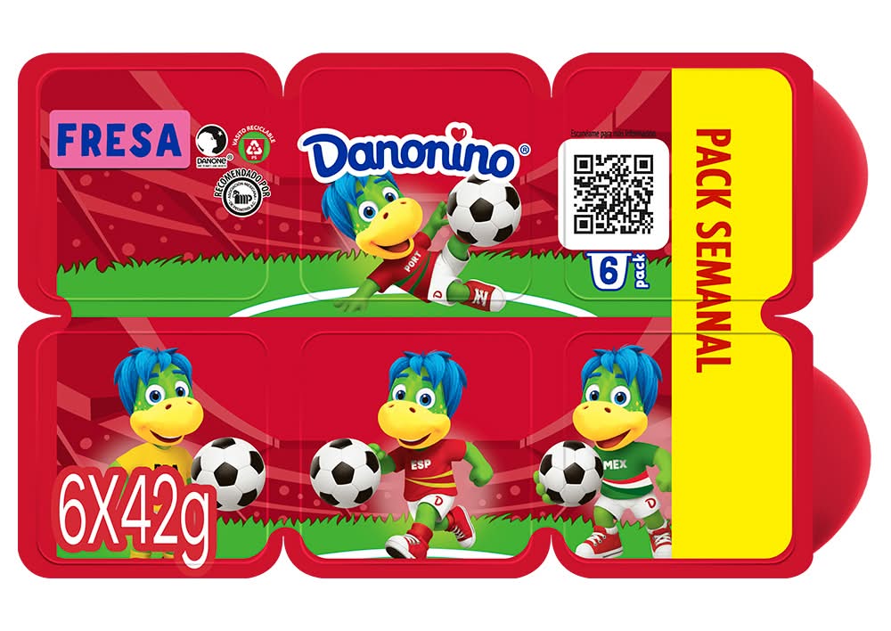 Danonino · Queso petit suisse, fresa-mango-tutti frutti (6 x 42 g)