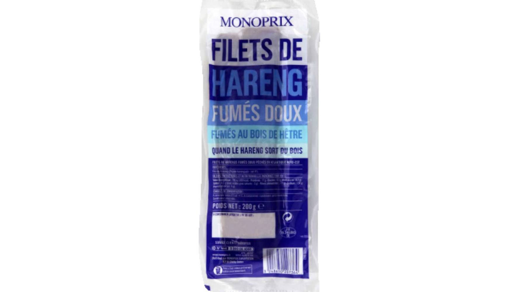 Monoprix Filets de hareng fumés doux Le sachet de 200 g