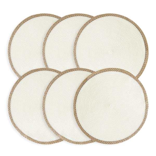 Set of 6 Lita White Round Placemats, 15"