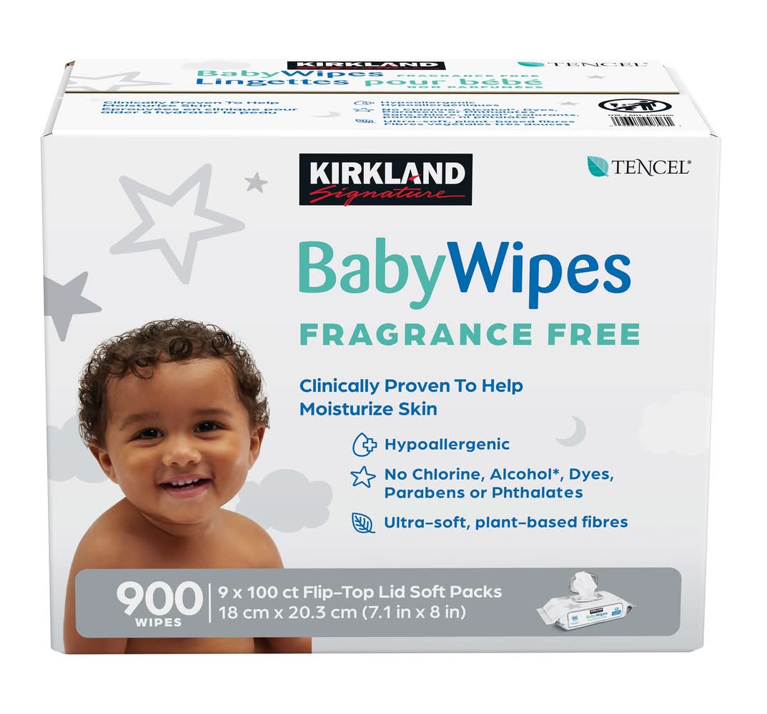 Kirkland Signature Lingettes Pour Bébés, Non Parfumées, 9 Paquets De 100 / Kirkland Signature Baby Wipes, Fragrance Free, 9 Packs Of 100