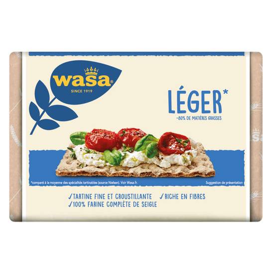 WASA - Tartines Croustillantes - Léger - Pain croustillant au seigle - 270g