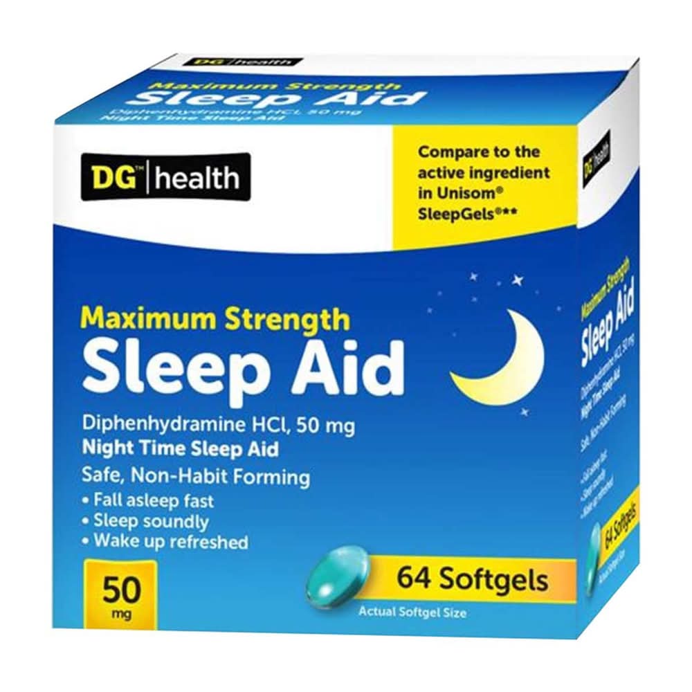 Dg Health Sleep Aid Maximum Strength Softgels 64 Ct