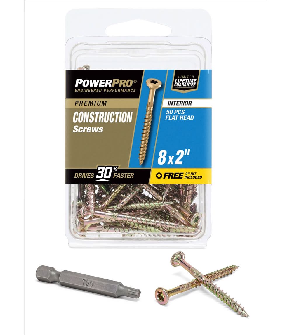 Hillman Power Pro No. 8 X 2 In. L Star Coarse Wood Screws 50 Pk