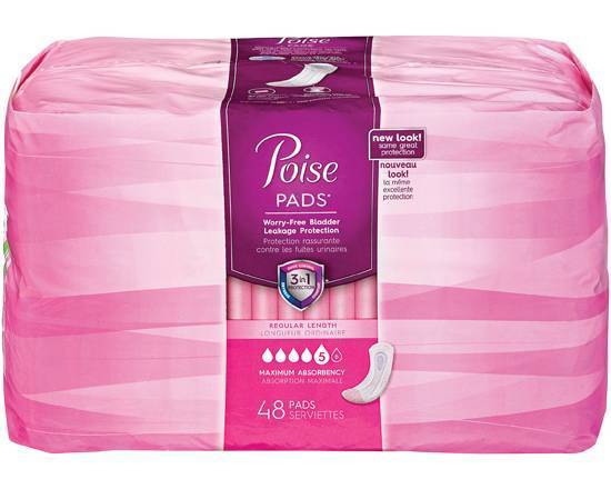 POISE PAD MAX ABSORBENCY SIDE SHIELDS 48 PK