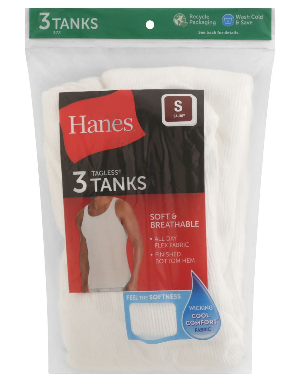 Hanes Soft & Breathable Tagless Tanks, S, White (3 ct)