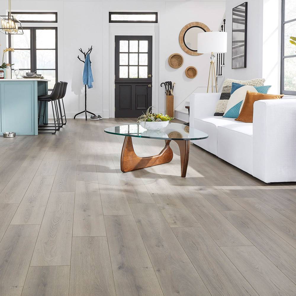 Mohawk Home 12MM Thick x 7.5in x 47.25in Laminate Wood Plank Flooring, Sea Voyage Oak