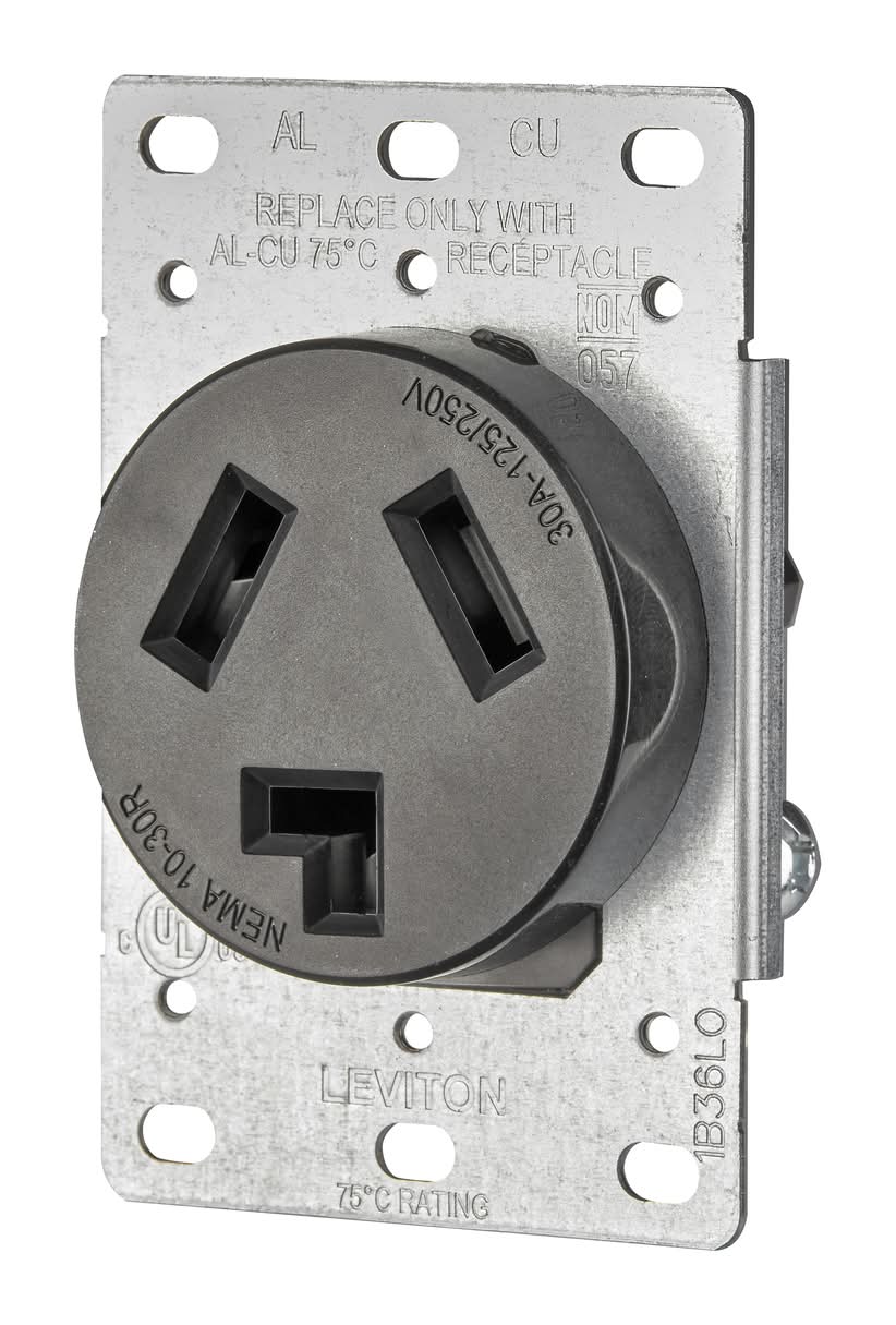 Leviton 30 Amps 125/250 V Duplex Black Outlet 10-30R 1 Pk