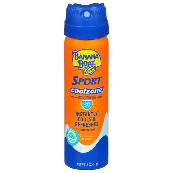 Banana Boat Sport Cool Zone Spf 30 Clear Sunscreen Spray