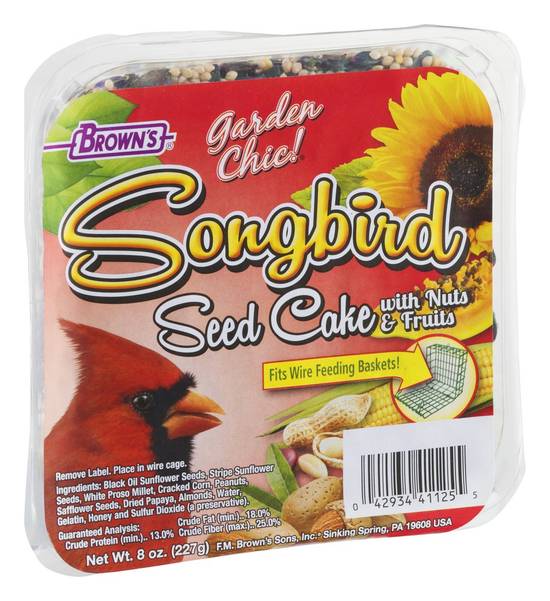Browns Garden Chic Songbird Seed Cake With Nuts & Fruits (8 oz)