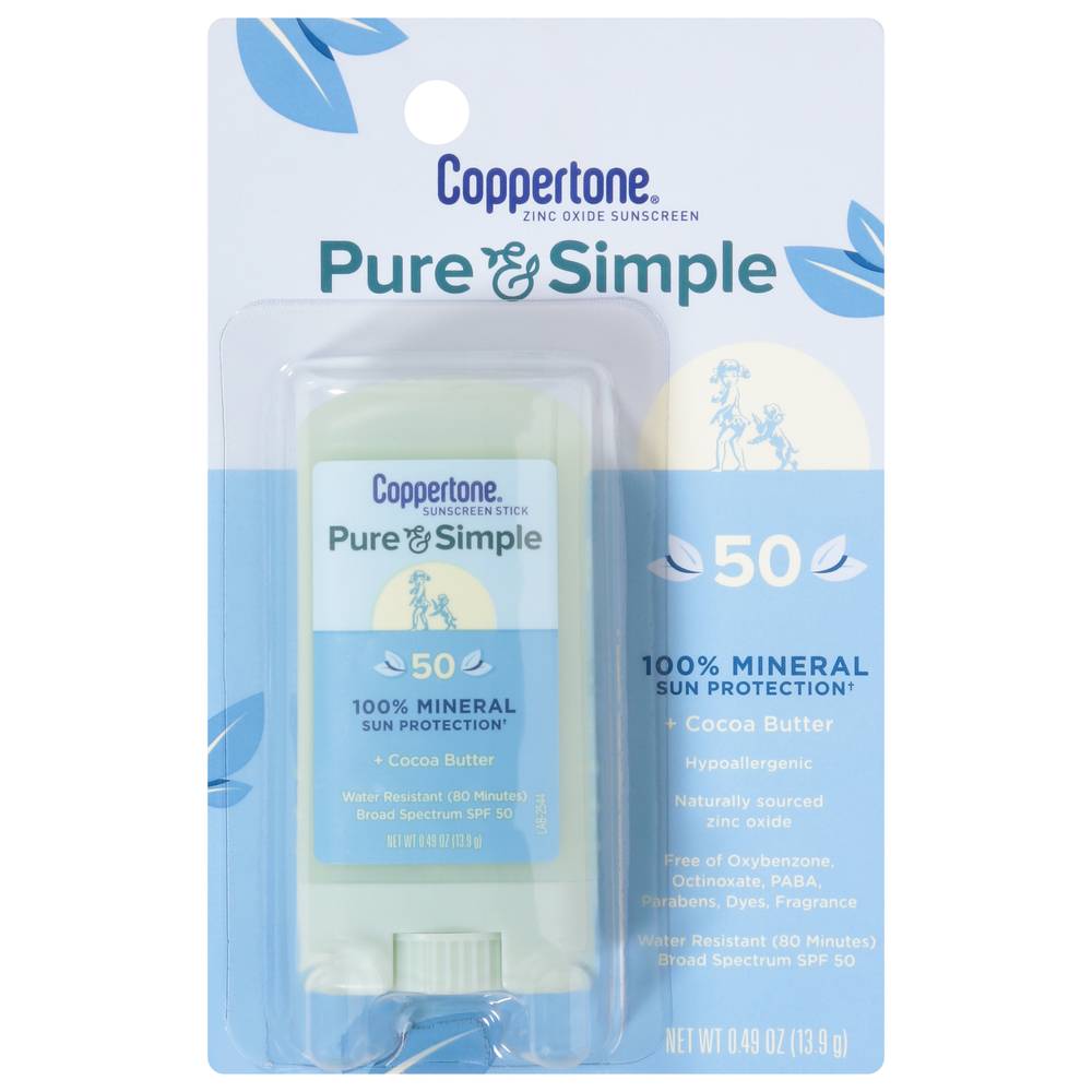 Coppertone Pure & Simple Cocoa Butter Spf 50 Sun Protection Sunscreen (0.49 oz)