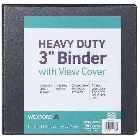 Wexford Heavy Duty D-Ring Binder Assortment 3 (1.86 lbs)