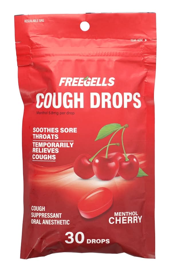 Freegells Menthol 5.8mg Cough Drops, Cherry (30 ct)