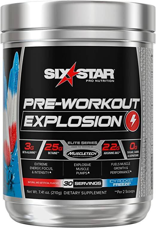 Six Star Pre Workout Explosion. Icy Rocket. 30 serv