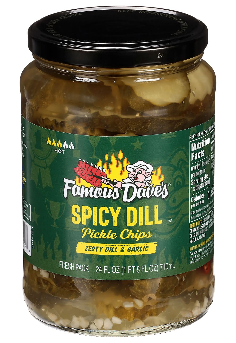 Famous Dave's Medium Spicy Dill Zesty Dill & Garlic Pickle Chips (24 fl oz)