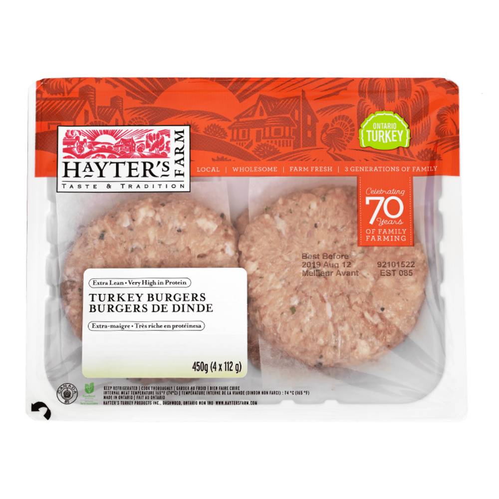 Hayter's Farm Cranberry & Spinach Turkey Burgers (450 g)