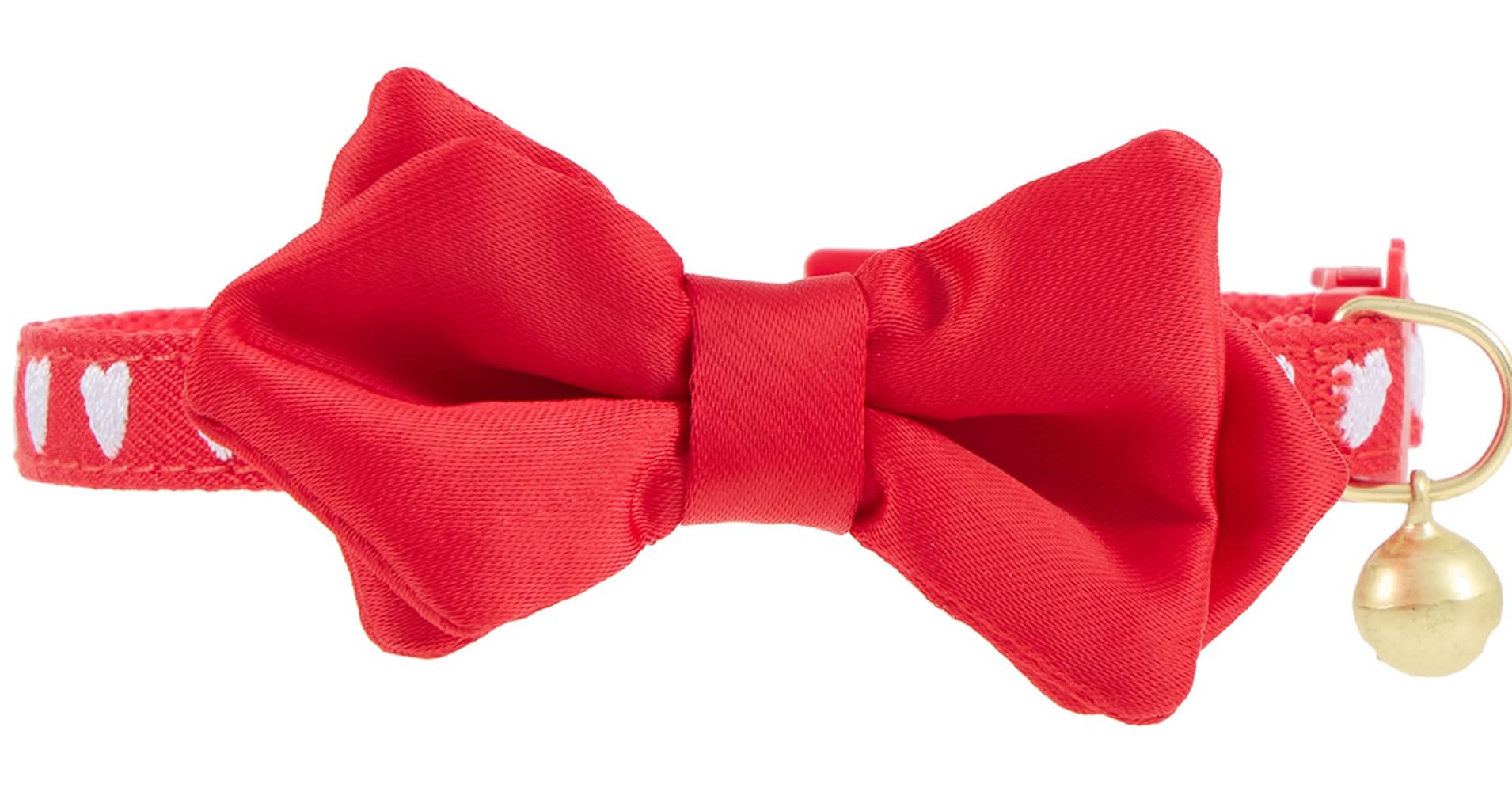 Whisker City® Red Heart Cat Collar with Bow (Color: Red, Size: Cat (Adult))