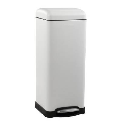 Betty Retro 8-Gallon Step-Open Trash Can, White - happimess