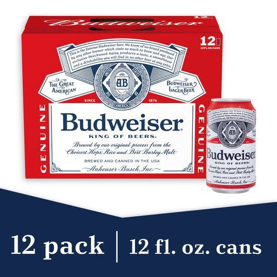 Budweiser Can Al 12Pk 12 Fld oz (5.0% ABV)