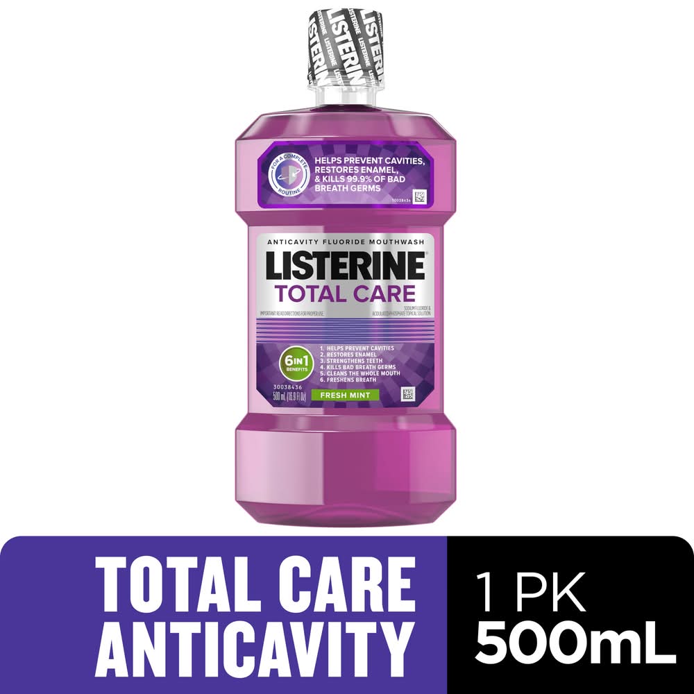 Listerine Anticavity Fluoride Mouthwash, Fresh Mint (500 ml)