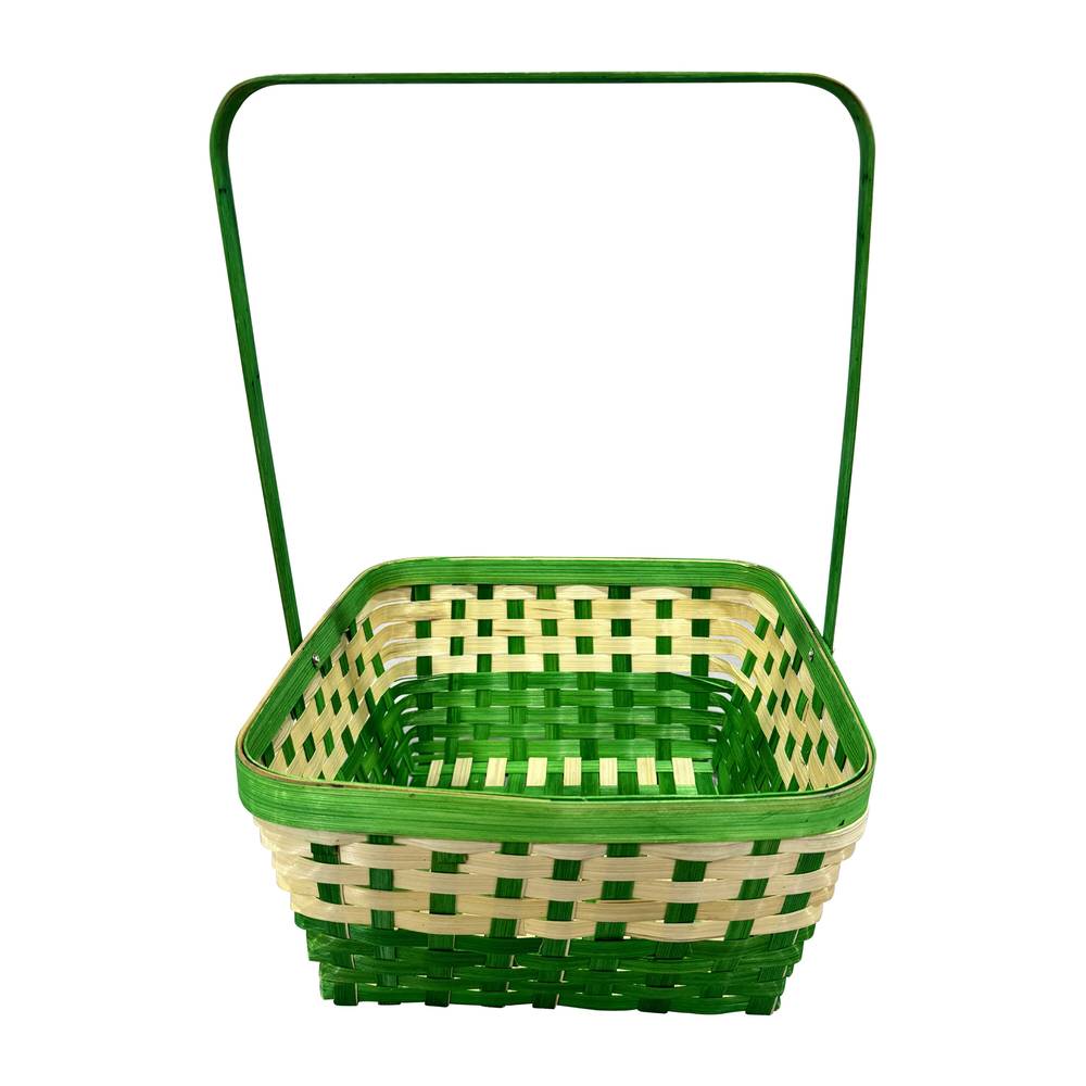 Cottondale Square Bamboo Easter Basket, Green & Natural